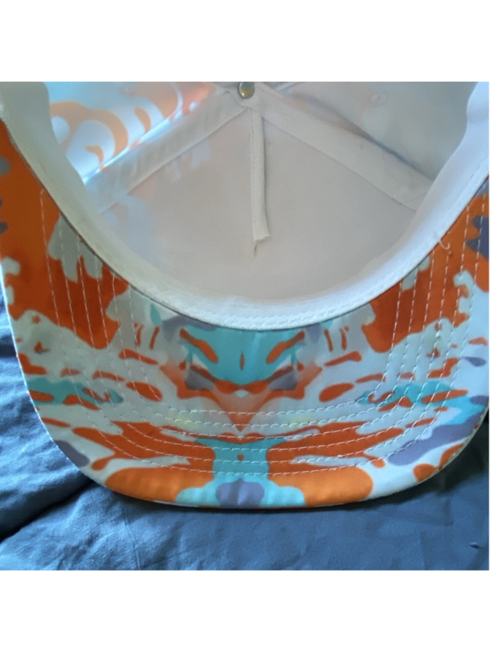The Jolly Fox Huntsvegas Adjustable Camo Baseball Cap Unisex Orange Blue - Picture 4 of 5